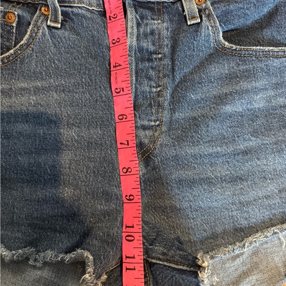 Levi's Dark Blue High-Rise Cutoff Denim Shorts - Picture 5 of 6